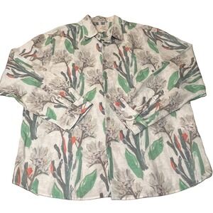 Richards Mens Tropical Resort Wear Linen Dress Shirt XL Button Long Slv Coastal